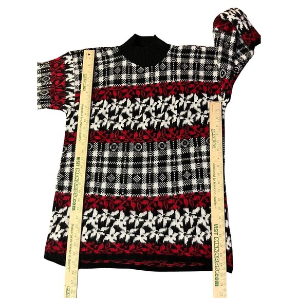 Vintage American Pride Sweater Womens L Red Black White Knit USA Made Used 80/90 - Picture 10 of 12